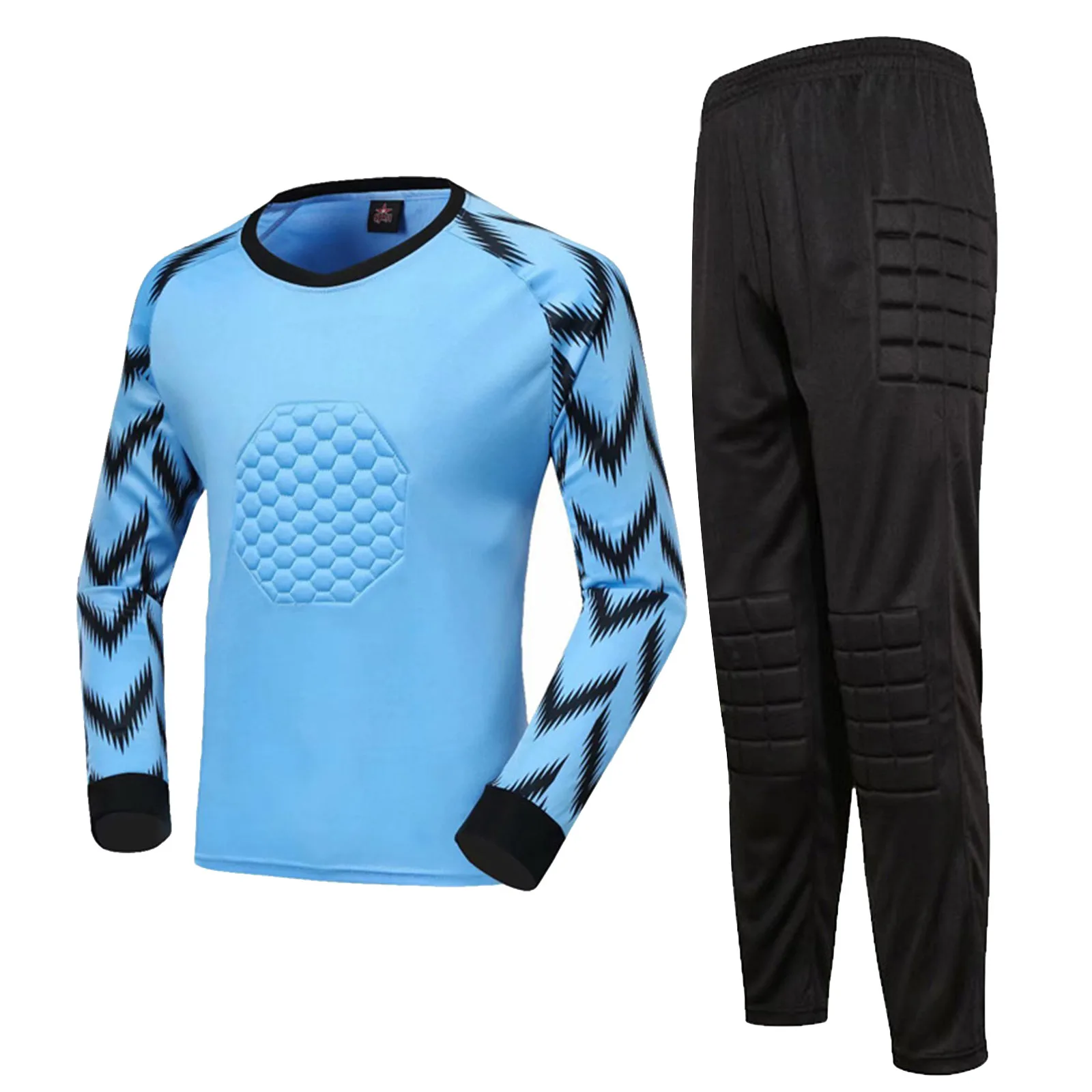 Top Trends: Kids Boys Two-Piece Soccer Goalkeeper Suit Football Training Uniform Goalie Outfits Long Sleeve Protective Padded T-shirt Pants Shoppable Styles