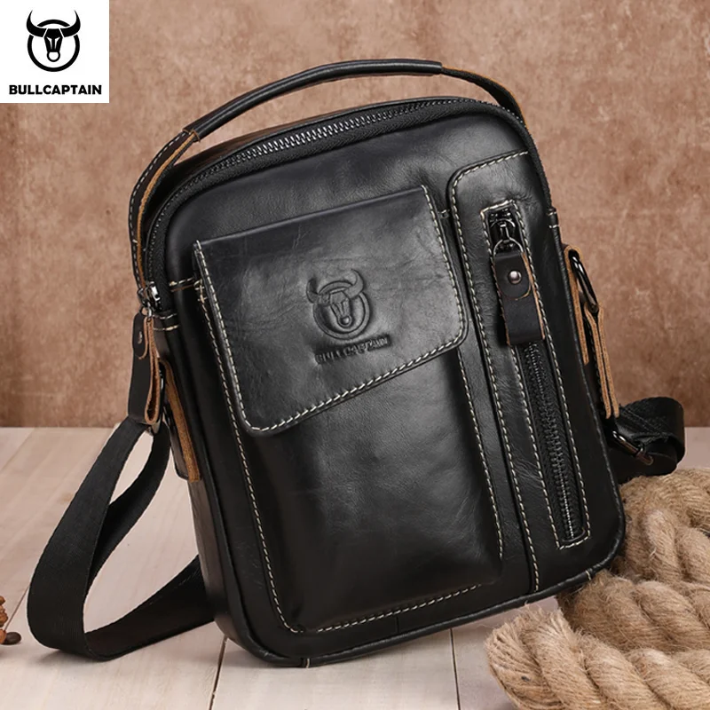 Top Trends: BULLCAPTAIN Casual Fashion Men's Messenger Bag's Business Portable Handbag Man Leather Shoulder Bag Mobile 6.5'' Phone Bags Shoppable Styles