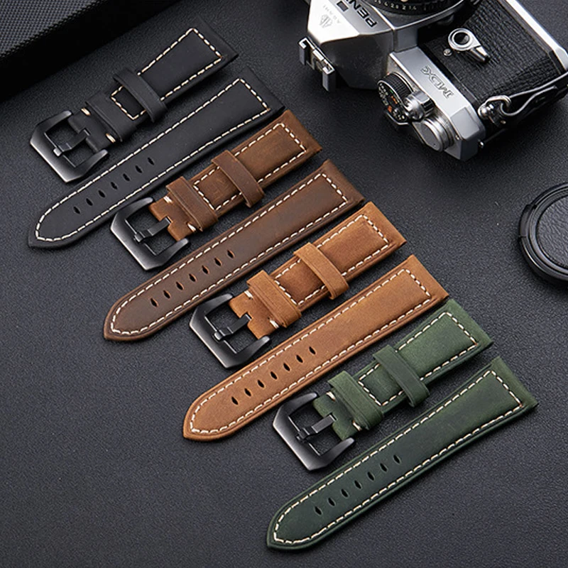 Top Trends: Handmade DIY Watch Band Vintage Genuine Leather Watchband 20mm 22mm 24mm 26mm Watchband Women Men Watch Strap Watch Accessories Shoppable Styles