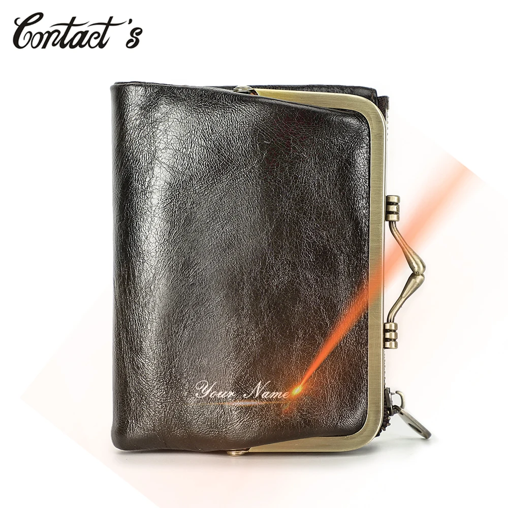 Top Trends: Fashion Women Wallet Luxury Genuine Leather Small Ladies Wallets RFID Metal Frame Design Female Zipper Coin Purse Card Holder Shoppable Styles