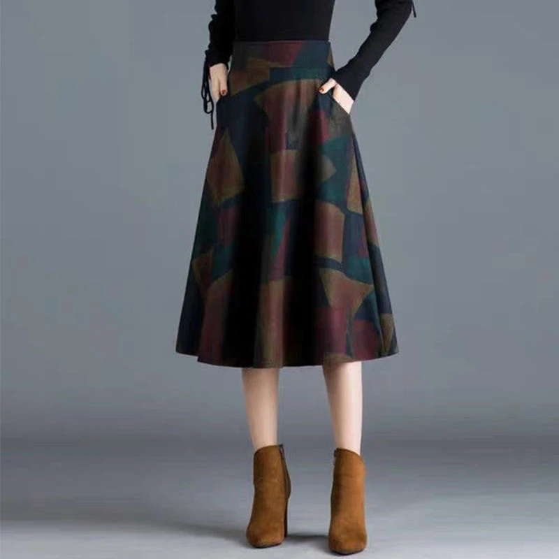 Top Trends: Autumn Winter High Waist Vintage Plaid Printing Elegant Fashion Skirt Female Oversized All-match Woolen Skirts Women's Clothing Shoppable Styles - Image 4