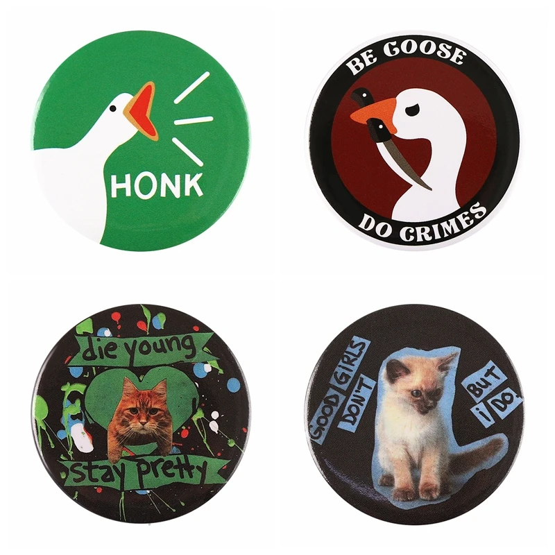 Top Trends: Animals Tinplate Soft Button Pin Cartoon Honk Be Goose Good Girls Cat Metal Badge Lapel Pin Parts Gift For Friends Jewelry Shoppable Styles