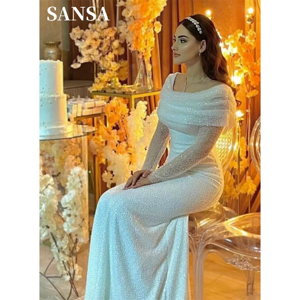 Top Trends: Sansa Luxury Beading Mermaid Wedding Dress Glitter Sequins Long Sleeves فستان حفلات الزفاف Shiny Sequins Robes De Soirée Shoppable Styles