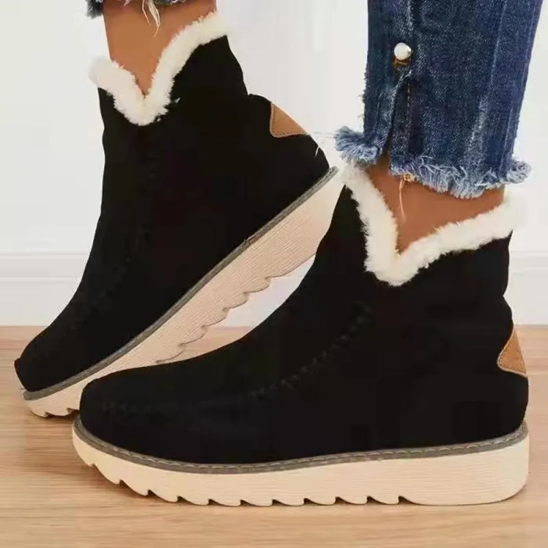 Top Trends: Large Unisex Women's Boots Winter New Women's Thick Sole Cotton Boots Solid Color Heatproof Short Boots Plus Size 35-43 Shoppable Styles