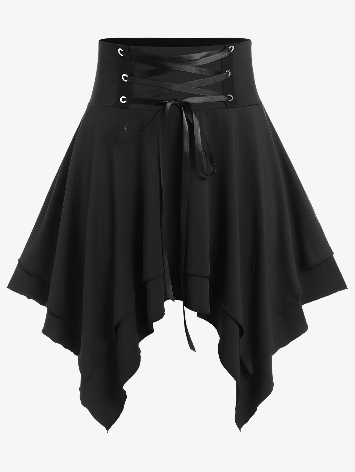 Top Trends: ROSEGAL 2023 Plus Size Lace Up Handkerchief Mini Skirt Women Black High Rise Asymmetrical Skirts 4XL Shoppable Styles