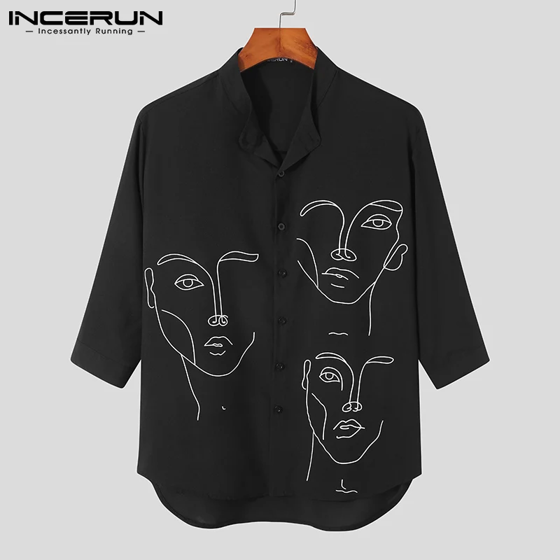 Top Trends: Stylish Simple Style New Men Blouse Casual Party Shows Male Loose Fashionable Face Printing Streetwear Shirts INCERUN Tops 2023 Shoppable Styles - Image 3