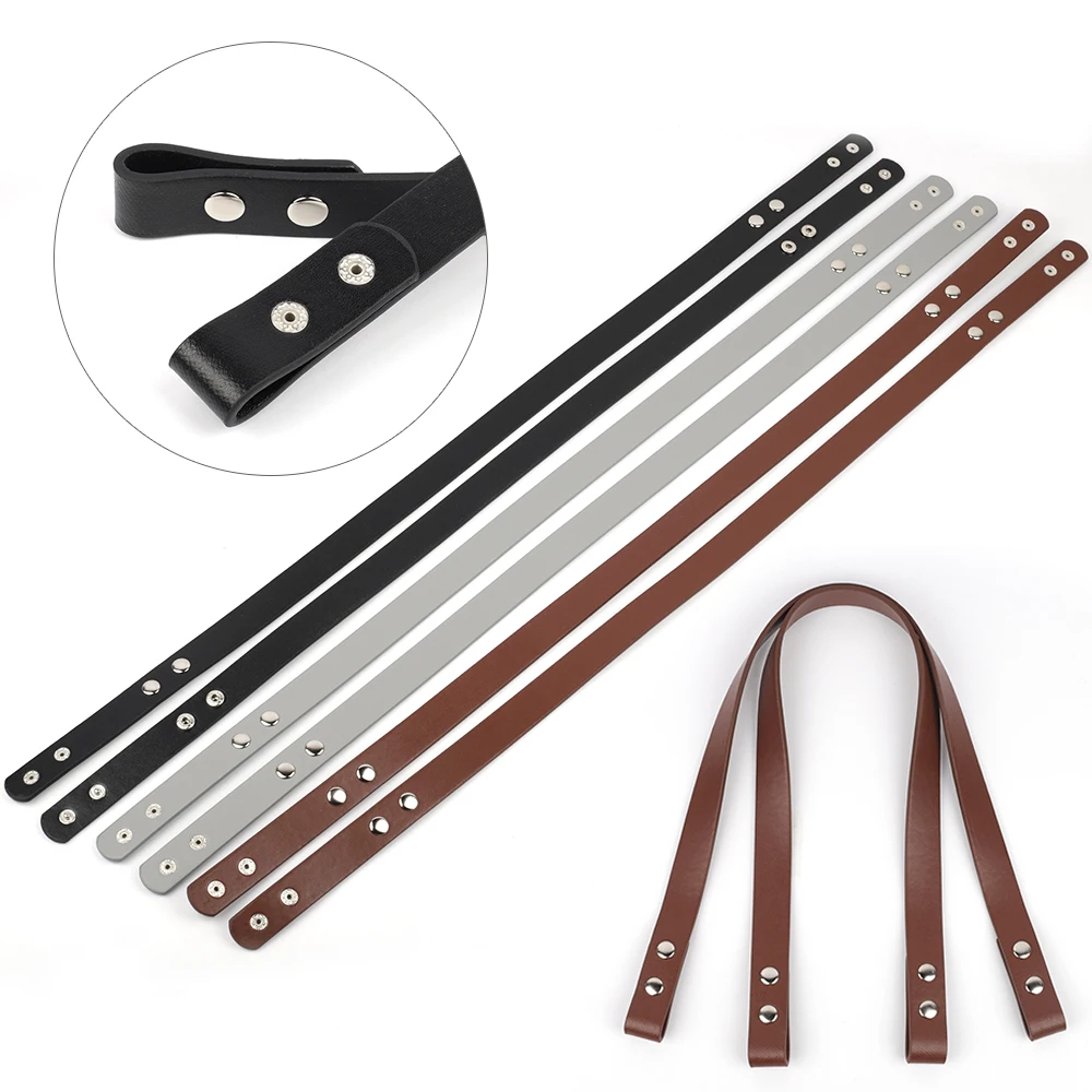 Top Trends: 2pcs 56cm Black Bag Strap Snap Button Single Shoulder Long Strap Belt Band Detachable Obag PU Leather Handmade DIY Accessories Shoppable Styles