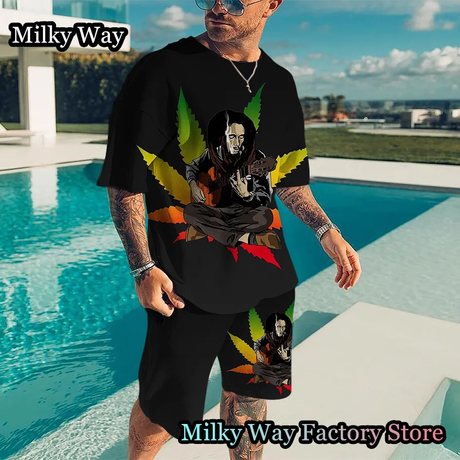 Top Trends: Bob Marley Print Tracksuit Summer Men's Reggae Music T-Shirt Shorts Set Casual Suit Fashion Outfit Male One Love Streetwear Shoppable Styles