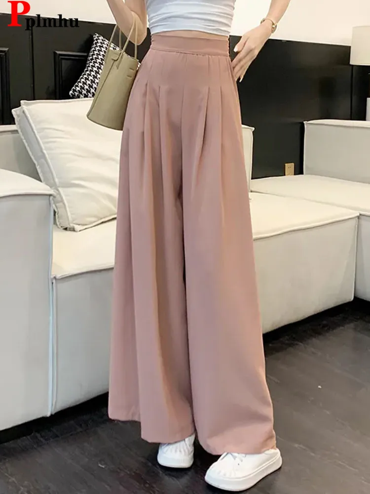 Top Trends: Casual High Waist Culotte Pants Womens Baggy Elegant Wide Leg Straight Trousers New Korean Fashion Spodnie Oversized Sweatpants Shoppable Styles