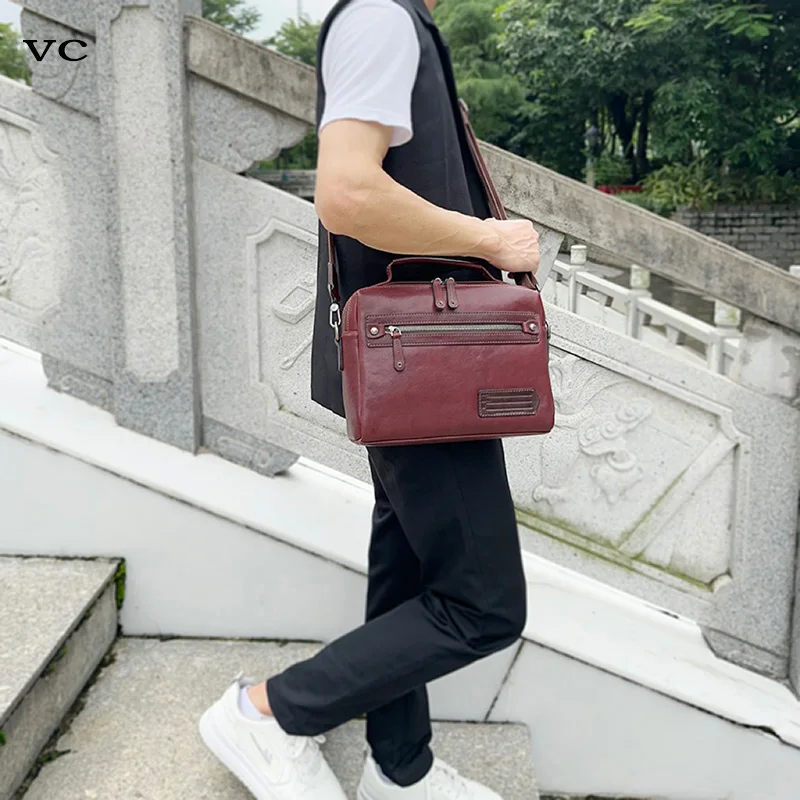 Top Trends: Vegetable Tanned Head Layer Cowhide Men&#039;s Single Shoulder Crossbody Bag Handmade Leather Bag Cowhide Casual Fashion Men&#039;s Bag Shoppable Styles