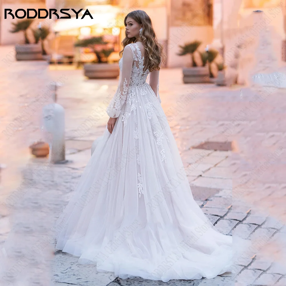 Top Trends: RODDRSYA Princess Wedding Dress For Bride V-Neck Puff Sleeves Lace Applique Bridal Gowns A-Line Zipper Back Vestidos De Novia Shoppable Styles - Image 6