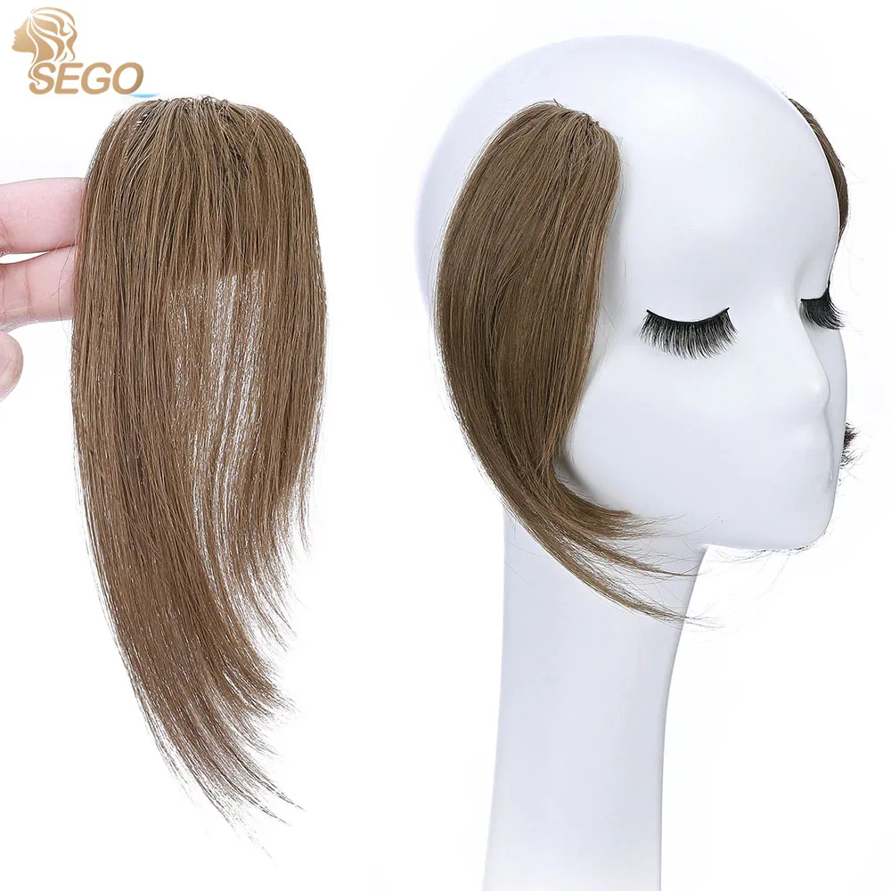 Top Trends: Sego 100% Human Hair Clip On Bangs With Mid Part One / Two Sides Bangs Remy Hair In Extenssion French Invisible 2PCS Fringe Shoppable Styles