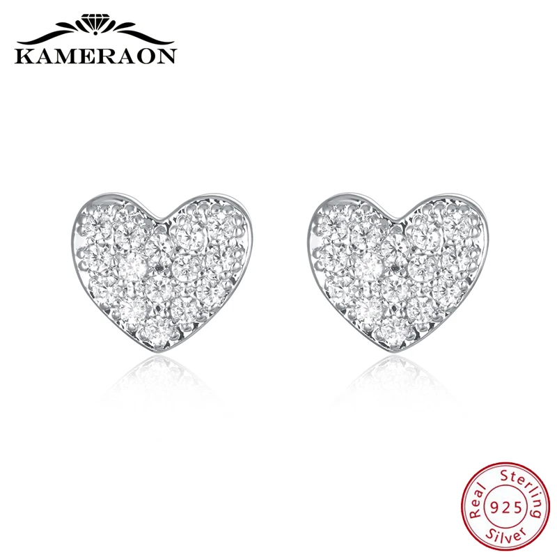 Top Trends: 925 Sterling Silver Women's Hearts Stud Earrings With Cubic Zirconia Korea Fashion Jewelry For Girls Small Cute Shiny Ear Rings Shoppable Styles