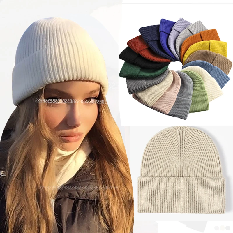 Top Trends: Knitted Beanie Women‘s Hat Winter Autumn Thicken Warm Skullies Beanies Unisex Casual Bonnet Hat Girls Men Beanie Female Cap Shoppable Styles