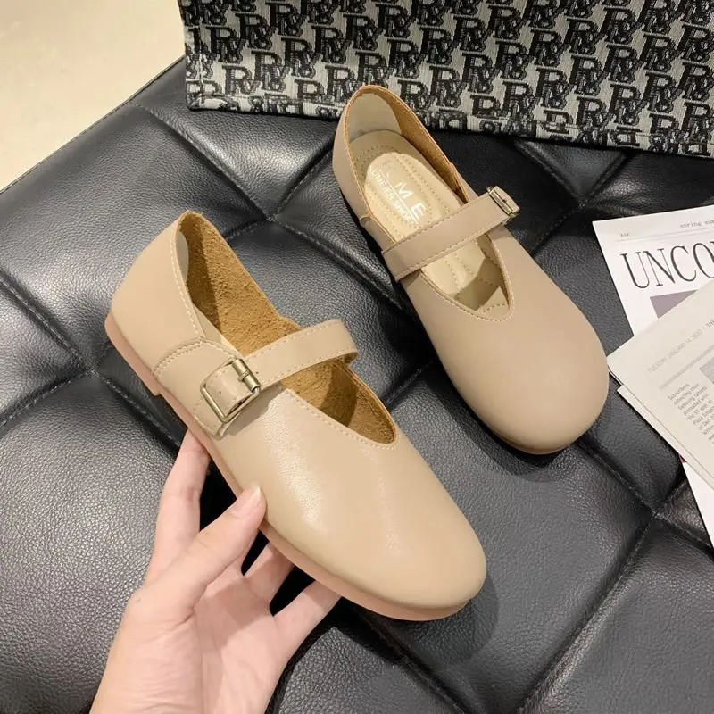 Top Trends: Pure Handmade Head Leather Comfortable Soft Leather National Style Soft Sole Shoes Women's Flat Shoes With Buckle Shoppable Styles