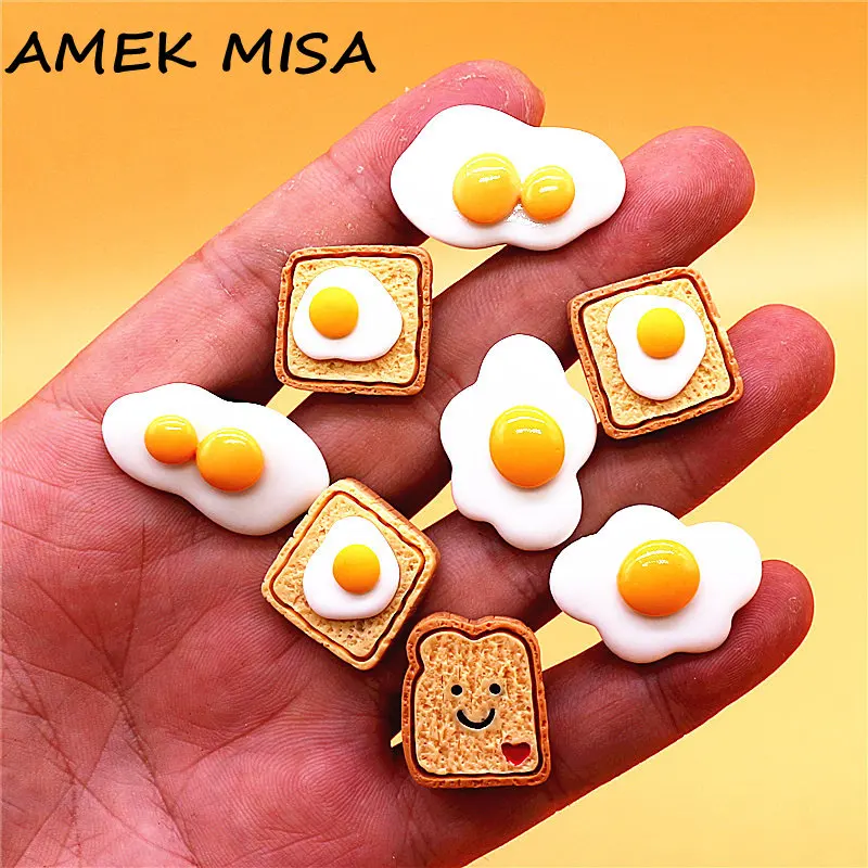 Top Trends: Food Style Hard Resin Shoe Charms Decorations Toast Poached Egg Shoe Buckle Accessories Double Yolked Eggs Clog Badges Clips Pin Shoppable Styles