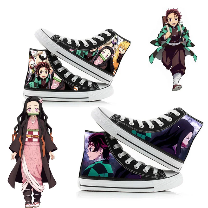 Top Trends: Anime Kimetsu No Yaiba Kamado Tanjirou Nezuko Cartoon Students High Help Cosplay Cos Casual Canvas Shoes Shoppable Styles