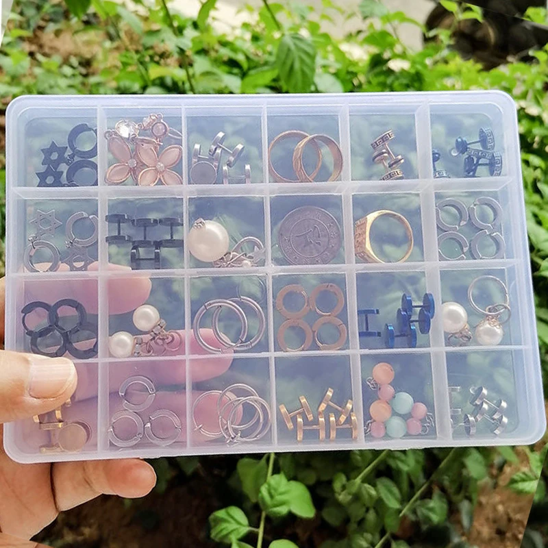 Top Trends: Large Capacity Square Transparent Plastic Storage Box Case 18 / 24 Slot Pills Jewelry Beads Earring Case Organizer Jewlery Box Shoppable Styles