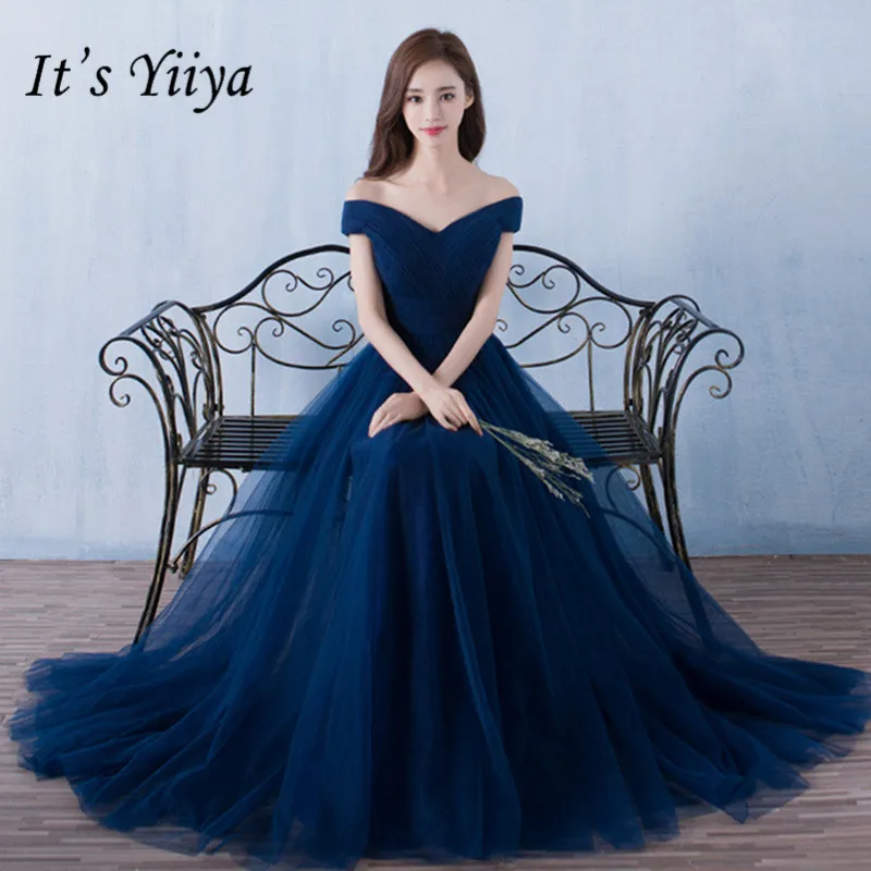 Top Trends: It's Yiiya Bridesmaid Dresses Customization A-line Floor-length Plus Size Navy Blue Women Party Dress Tulle Robe Soiree DSYA003 Shoppable Styles