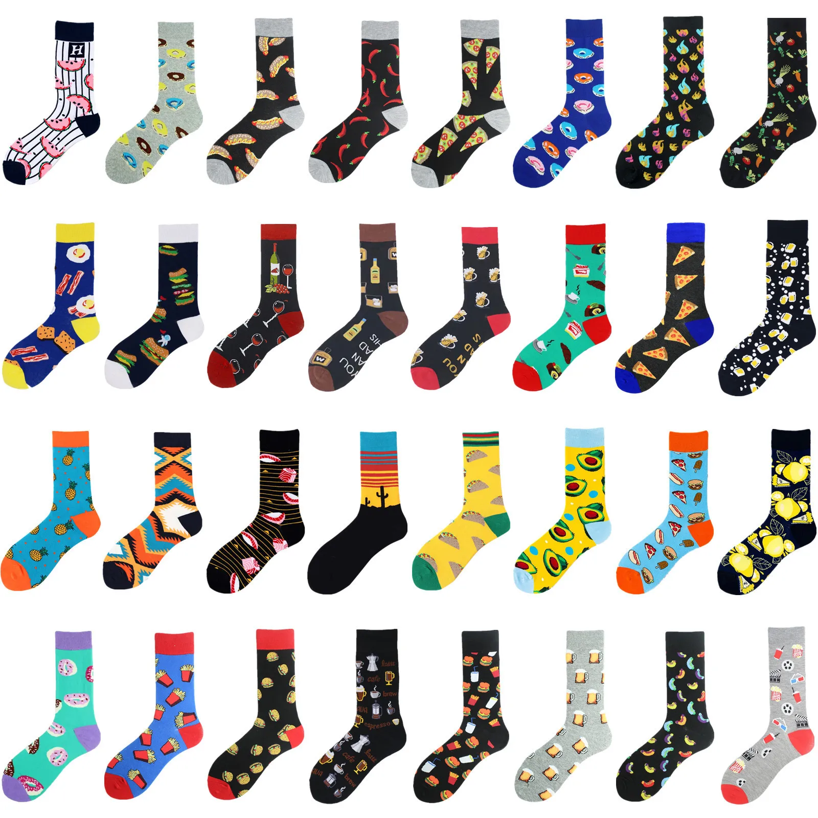 Top Trends: 1 Pair Adult Men Funny Beer Food Hamburger Pizza Socks Fashion Boys Happy Cotton Autumn Skate Hip Hop Street Male Dress Sox Shoppable Styles