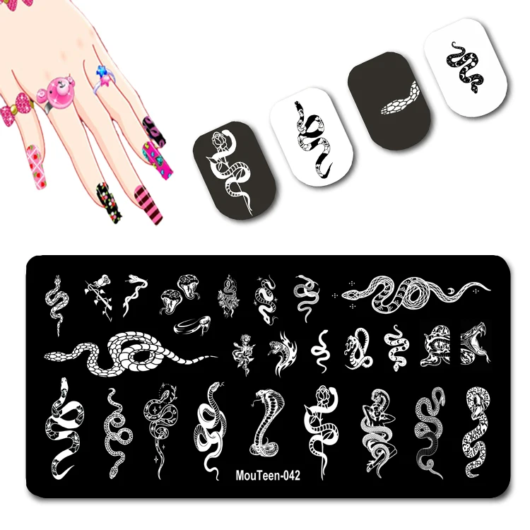 Top Trends: New Arrival Various Snake Series Stamping Plate For Nails Big Small Snake Designed Figure Nail Stamper Printing Plate #042 Shoppable Styles