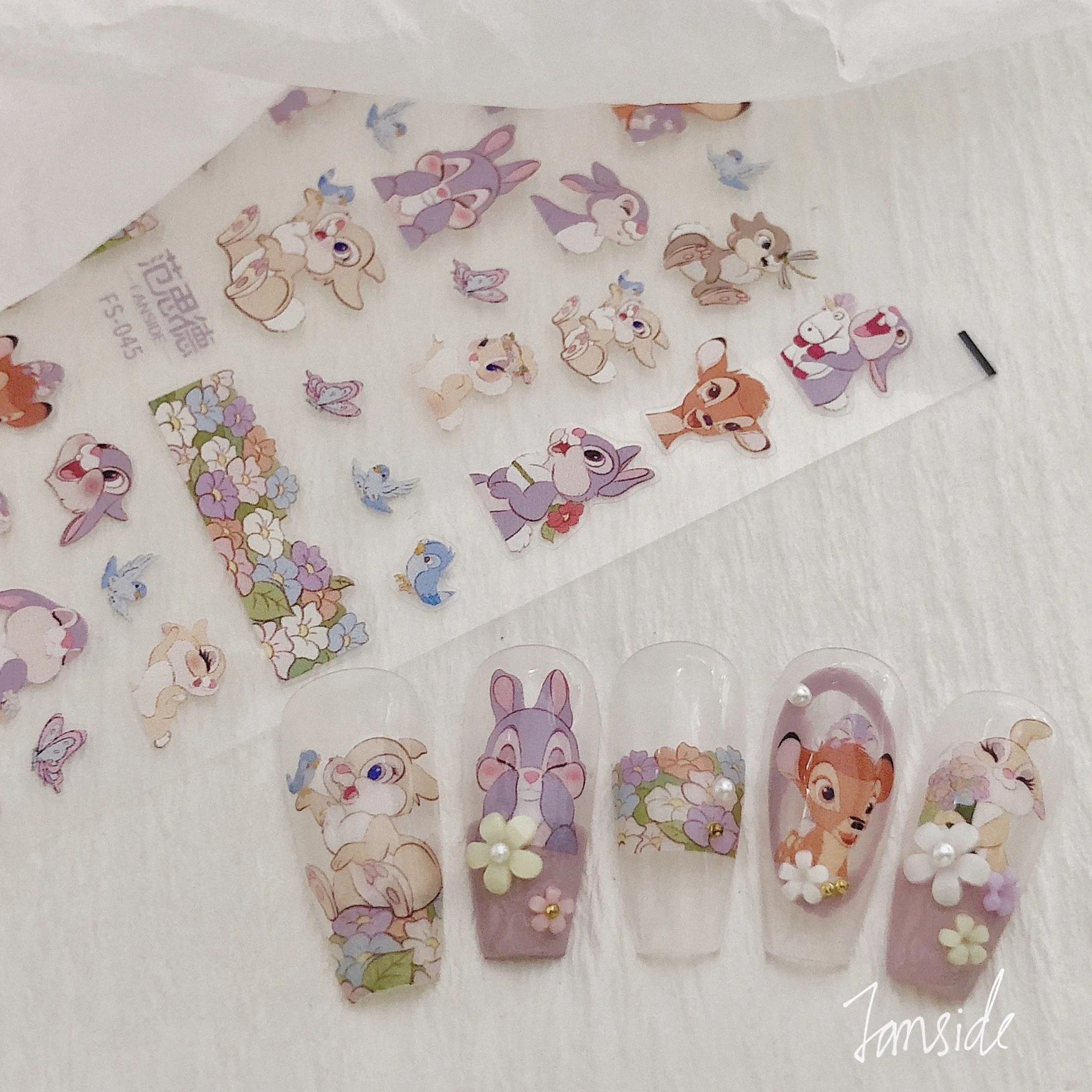 Top Trends: 1 Sheet 5D Realistic Relief Lovely Animal World Rabbit Deer Cute Bird Flowers Adhesive Nail Art Stickers Decals Manicure Charms Shoppable Styles