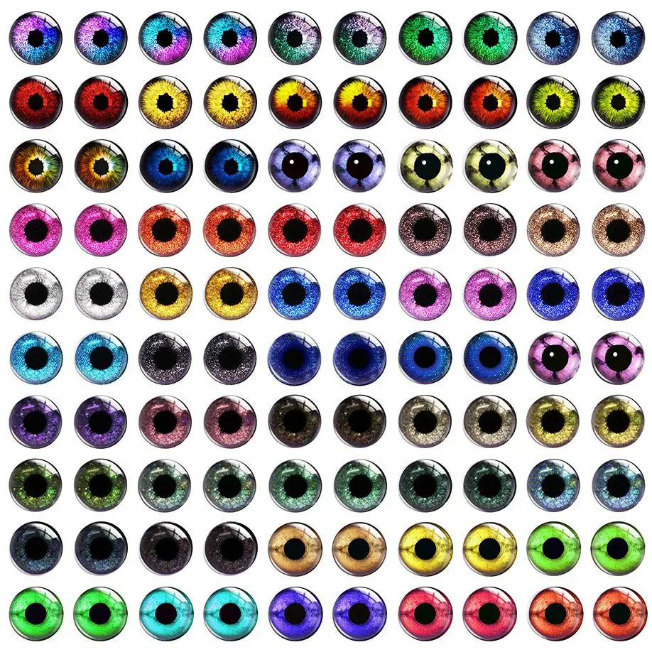 Top Trends: 100pcs / 50pairs 6 8 10 12mm Mixed Sparkling Doll Eyes Chips Horse Dinosaur Animals Photo Glass Cabochons DIY Jewelry Accessories Shoppable Styles