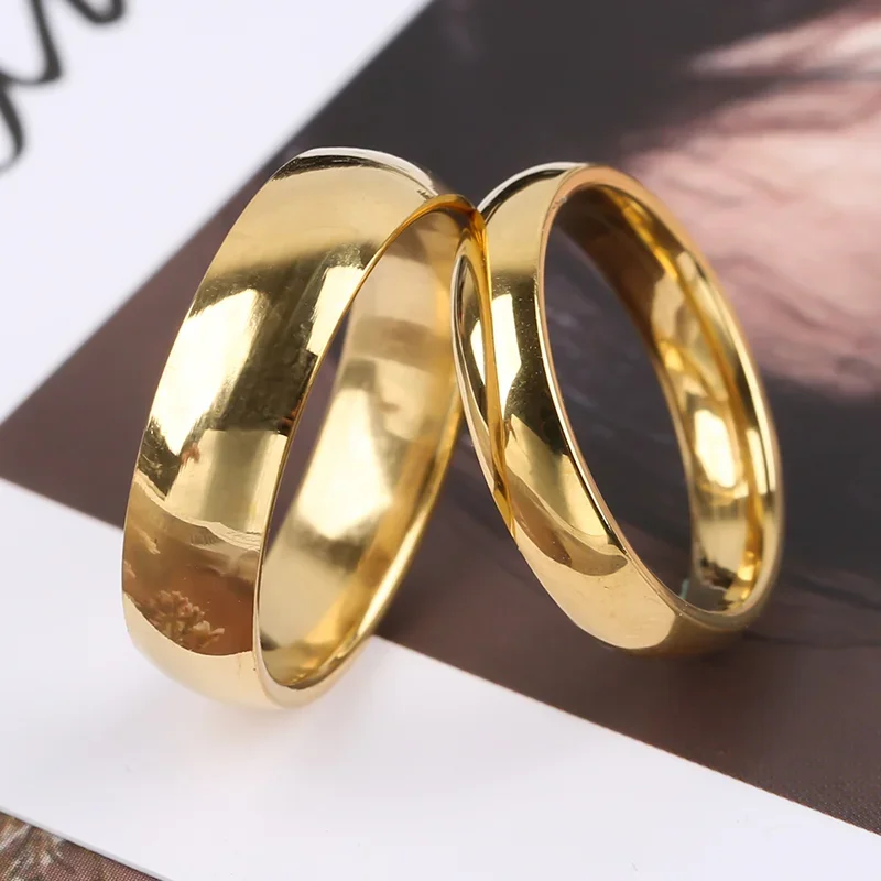 Top Trends: 2024 New Fashion Simple Smooth Stainless Steel Ring For Women And Men Classic Gold Color Couple Rings Wedding Engagement Jewelry Shoppable Styles