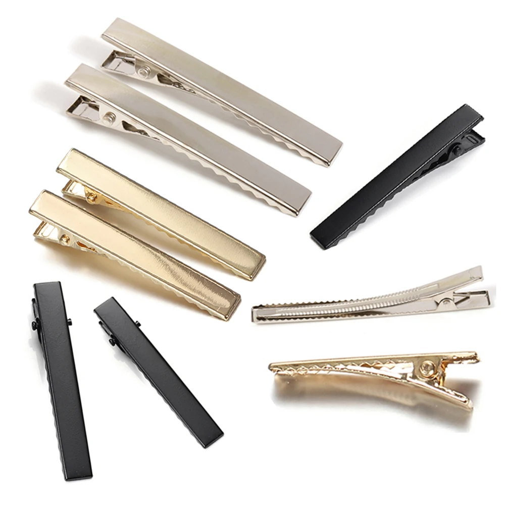 Top Trends: 50pcs / lot Metal Alligator Hair Clips Hairpins Base For Jewelry Making Gold / Black / Silver Color Crocodile Barette Hair Accessories Shoppable Styles