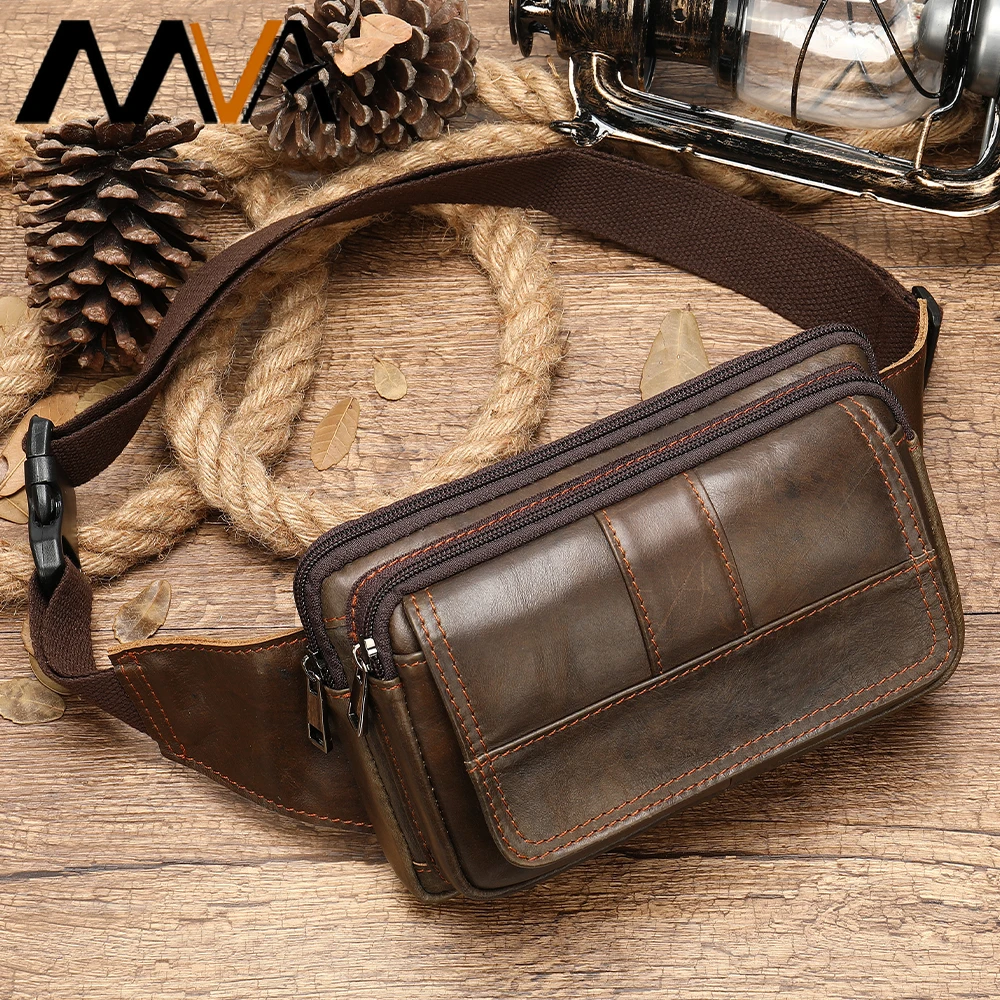 Top Trends: MVA Men&#039;s Waist Bag Leather Male Fanny Pack Men&#039;s Belt Bag For Man Belt Pouch Phone Hip Bum Bags Belts Travel Waist Packs 8966 Shoppable Styles