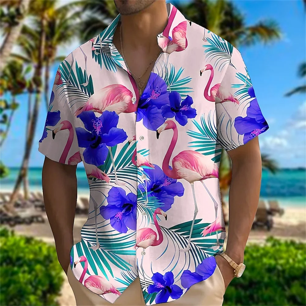 Top Trends: 2024 Animal Crane 3d Print Beach Hawaiian Summer Shirt Short Sleeve Shirt Streetwear Loosed 5xl Camisa Social Chemise Homme Shoppable Styles