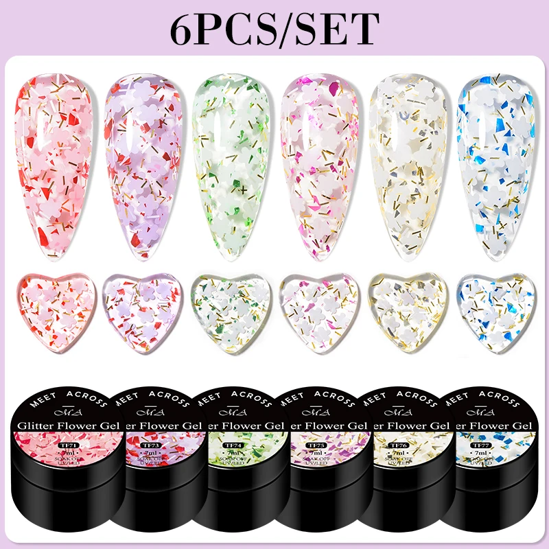 Top Trends: MEET ACROSS 6Pcs / Set Flowers Gel Nail Polish Set DIY Nail Art Translucent Floral Series Gel Soak Off Uv Led Gel For Manicure Shoppable Styles