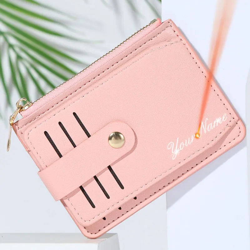 Top Trends: New Women Short Wallets Free Name Customized Card Holder PU Leather Female Purses High Quality Zipper Coin Pocket Women&#039;s Wallet Shoppable Styles