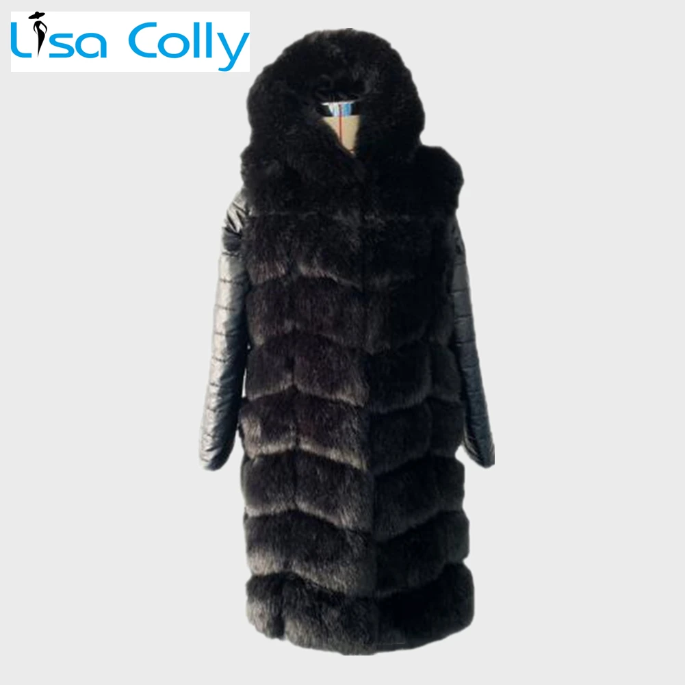 Top Trends: Winter Women PU Black Leather Removable Sleeve Fur Jacket With Hooded Long Faux Fox Fur Coat High Imitation Faux Fur Coat Jacket Shoppable Styles