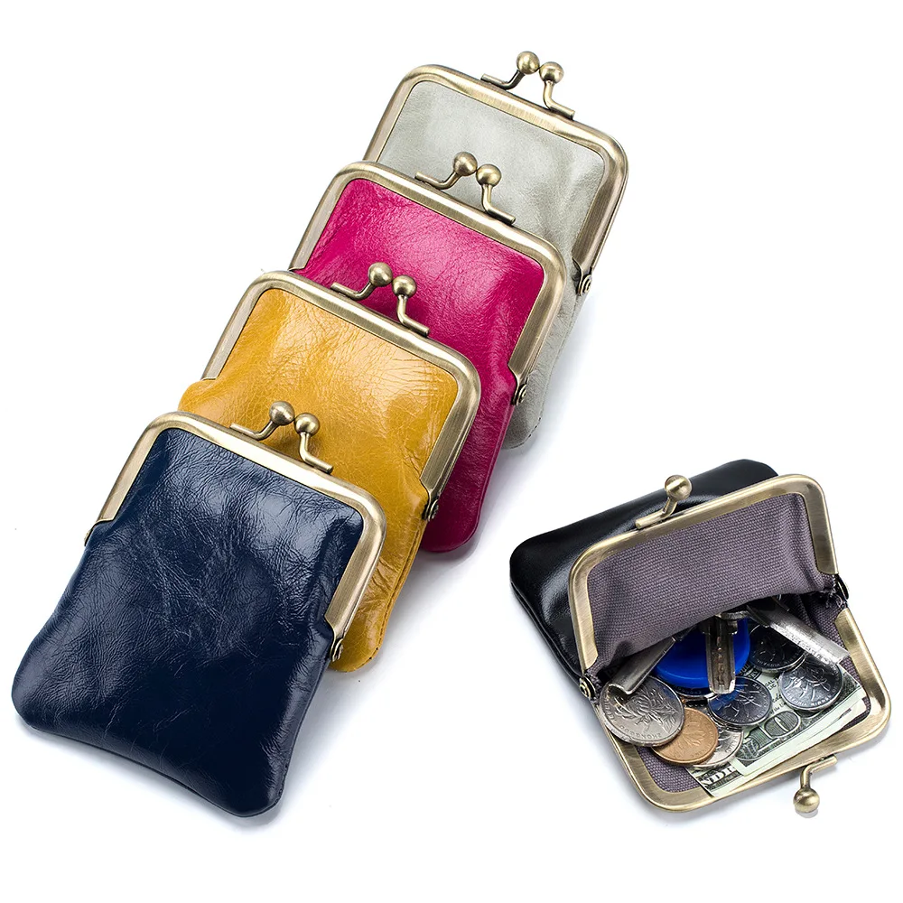 Top Trends: Leather Women Coin Purse Mini Money Clip Wallet Oil Wax Card Holder Lady Lipstick Storage Pocket Kids Money Change Key Earbuds Shoppable Styles