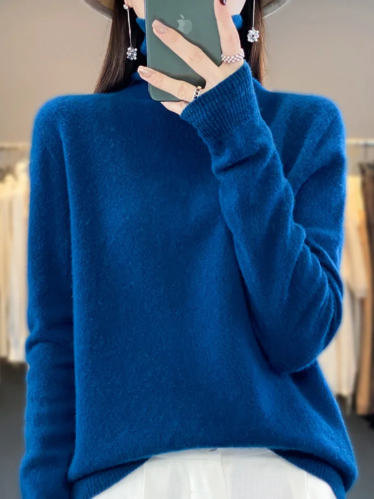 Top Trends: Fashion High Quality Women Sweaters 100% Pure Merino Wool Female Clothing Spring Autumn Turtleneck Top Pullovers Knitwear Shoppable Styles