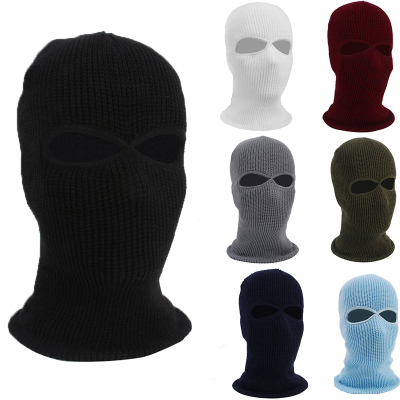 Top Trends: Winter 2-Hole Knitted Hats Aull Face Ski Mask Balaclava Men Women Outdoor Windproof Army Tactical CS Riding Ski Beanie Scarf Cap Shoppable Styles