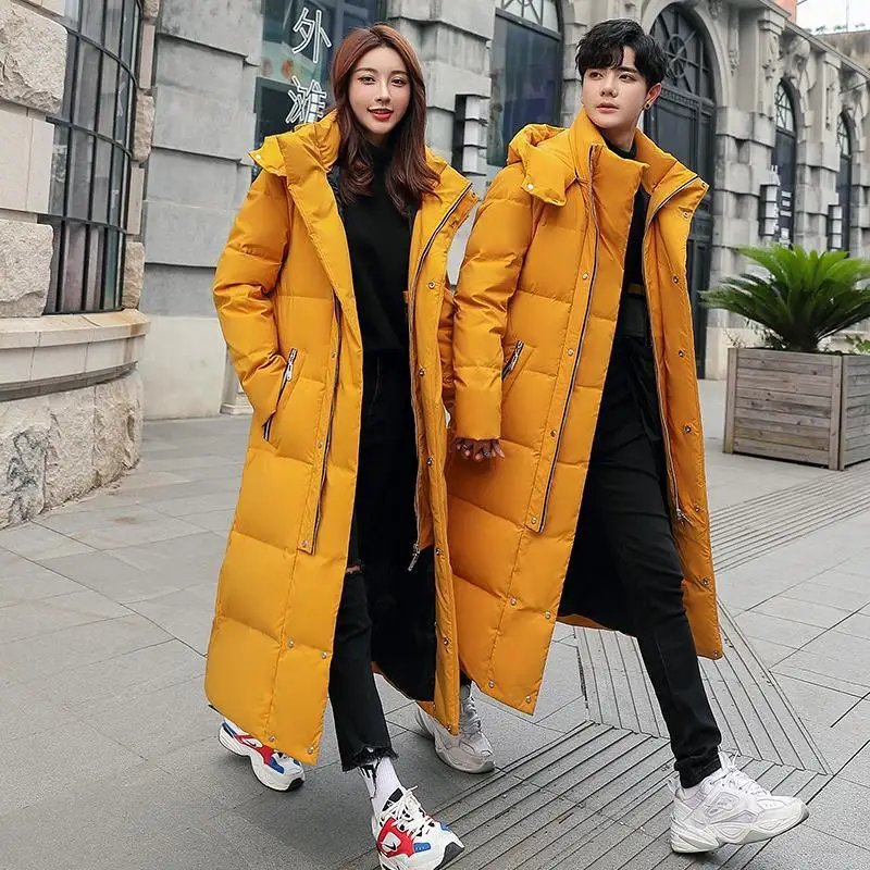 Top Trends: Down Padded Jacket Men's And Women's Long Thickening 2022 New Couple Hooded Slim Super Long Brand Coat Parka Shoppable Styles