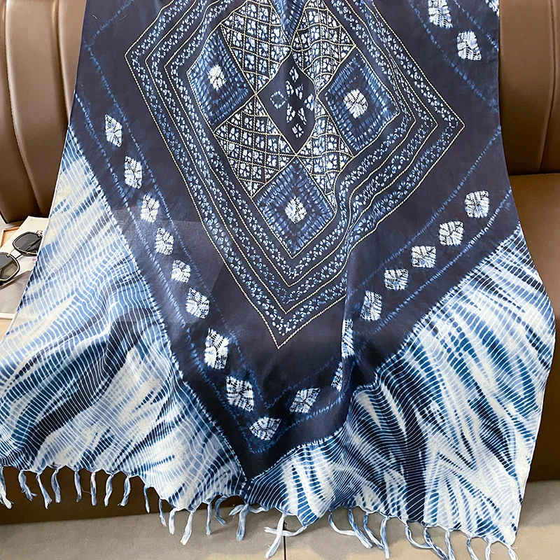 Top Trends: 2023 Luxury Brand Cotton Viscose Scarf Aztec Geometric Floral Tassel Shawls And Wraps Echarpe Pashmina Bufandas Muslim Sjaal Shoppable Styles