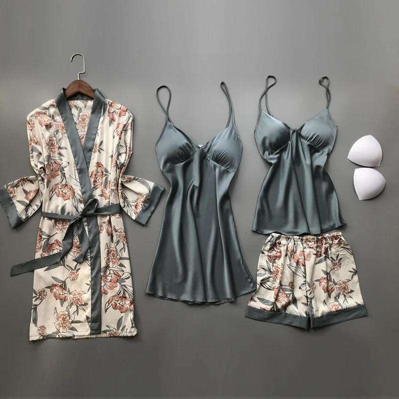 Top Trends: QWEEK Home Suit Silk Pajamas For Women Floral Lounge Wear Pijama Summer Pyjamas Satin Sleepwear V-Neck 2 Piece Sets Shoppable Styles