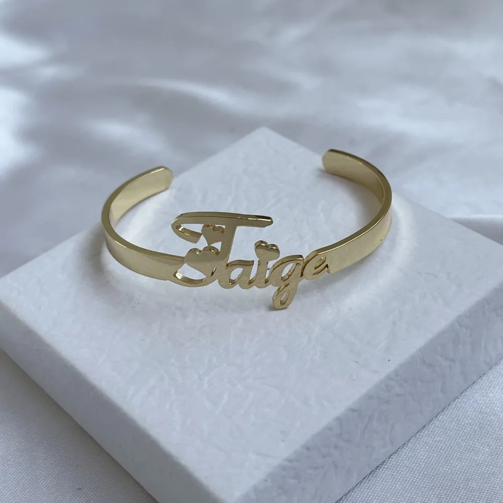 Top Trends: DUOYING Custom Name Bangles Personalized Design Your Name Bracelets Stainless Steel Gold For Kids Jewelry Gift Shoppable Styles