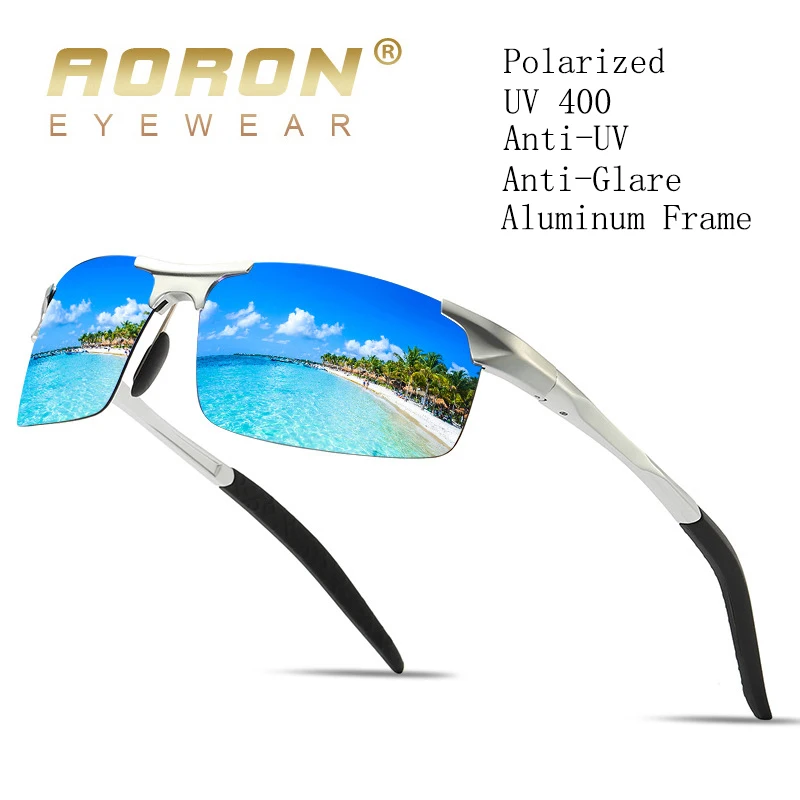 Top Trends: AORON Polarized Sunglasses Mens Sports Driving Sun Glasses UV400 Protection Aluminum Frame Mirror Sunglasses Goggle Vintage Shoppable Styles