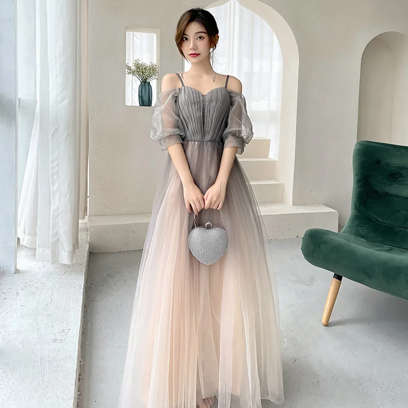 Top Trends: Temperament Bridesmaid Evening Dresses New Square Collar Sisters Group Dress Gradation Tulle A-line Floor-length Prom Party Gown Shoppable Styles - Image 4