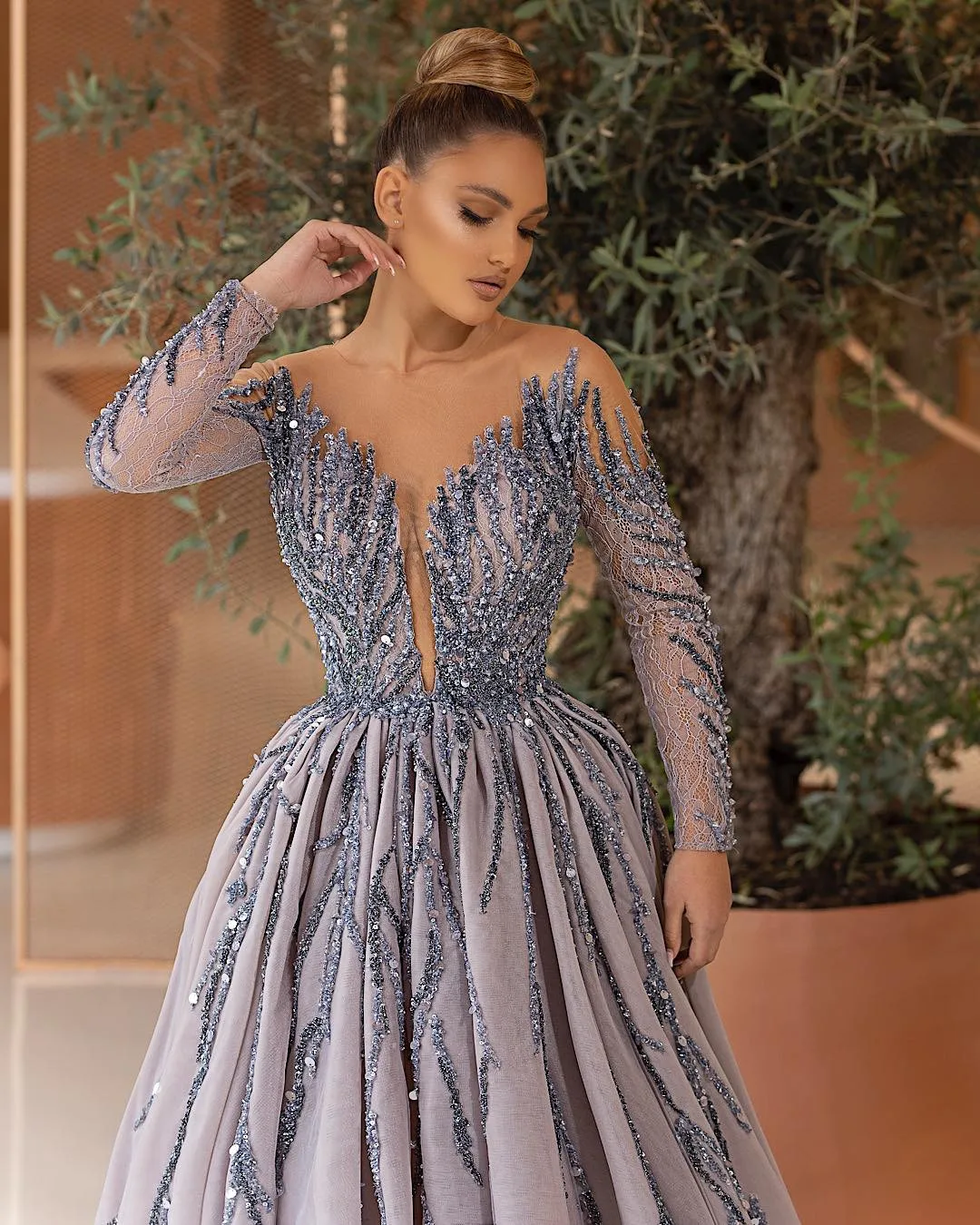 Top Trends: Luxury Long-sleeved See-through Round Neck Beaded Sequins Banquet Party Formal Performance Host Dress Shoppable Styles - Image 2