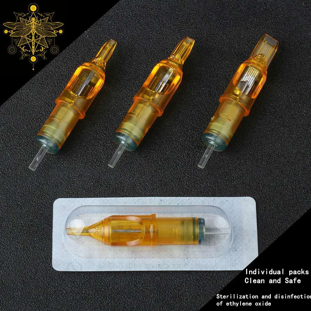 Top Trends: 5 / 10pcs Yellow Dragonfly Tattoo Cartridge Needle 1 3 5 7 9 11 13 14 15 RL RM RS M1 For Tattoo Machine Pen Needle Accessories Shoppable Styles - Image 2