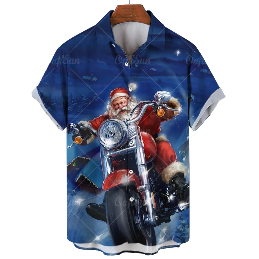 Top Trends: Santa Claus Shirt For Men Christmas Printed Summer Casual Tops Loose Oversized Shirt Beach Party Short Sleeved Shirts And Blouse Shoppable Styles