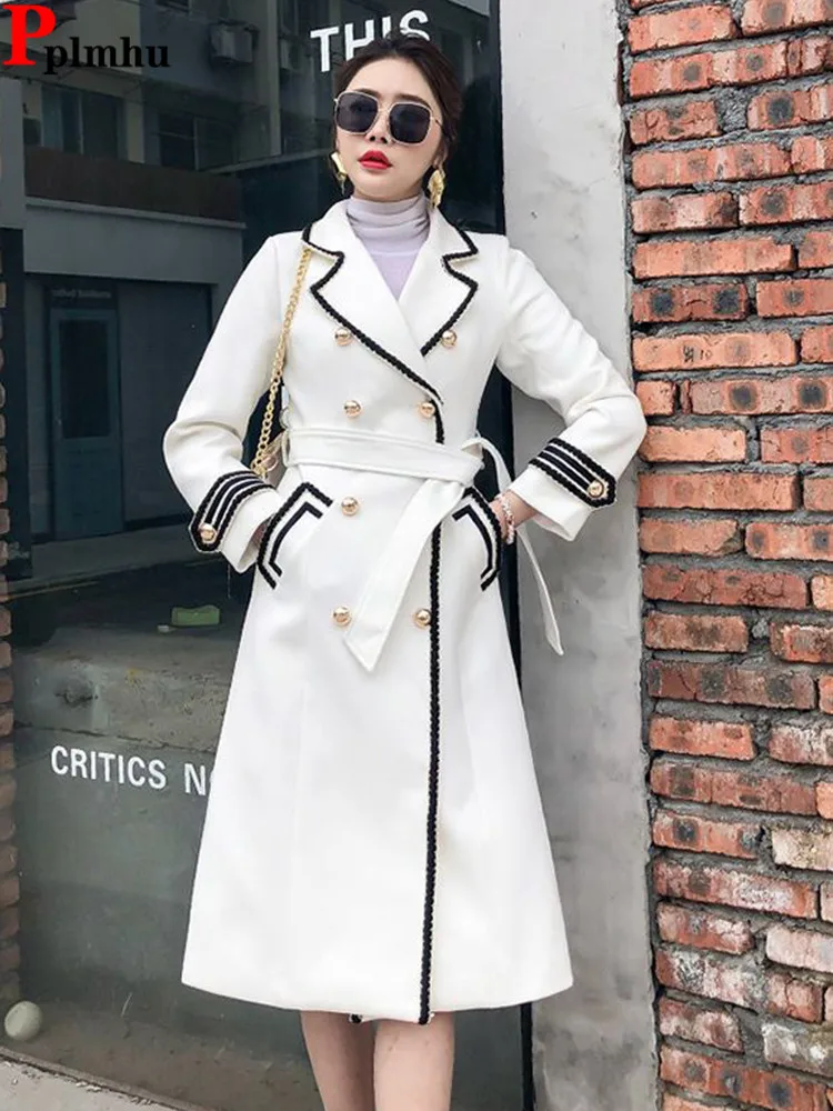 Top Trends: British Thick Warm Woolen Solid Chaquetas Fall Winter Women Temperament Elegant Overcoat Coats High-grade White Jaqueta Feminina Shoppable Styles