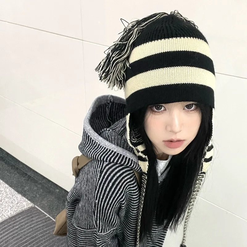 Top Trends: Anime Nana Apparel Beanies Cosplay Okazaki Shinichi Hats For Women Winter Knitted Bomber Hat Ear Protection Warm Wool Gorro Girl Shoppable Styles - Image 3