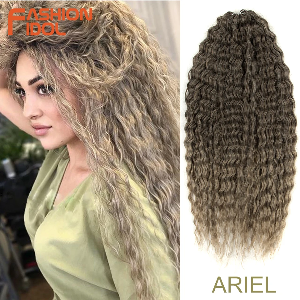 Top Trends: Ariel Hair Synthetic Twist Crochet Curly Hair 24 Inch Water Wave Braid Hair Ombre Blonde Brown Deep Wave Braiding Hair Extension Shoppable Styles