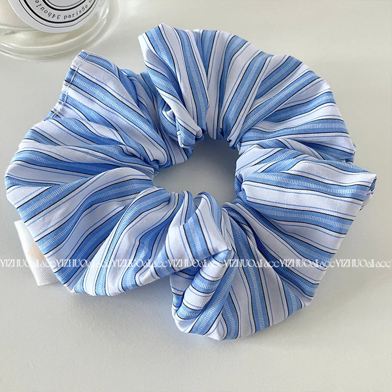 Top Trends: Solid Color French Style Blue Scrunchies For Hair Stripe Hairties For Girls And Women Chic Fashion Hair Accessories Shoppable Styles - Image 4